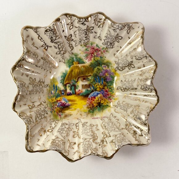 Set of two James Kent sugar bowl H&K Tunstall chintz nut dish pin dish - Picture 3 of 9